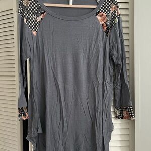 Emerald Gray Long Sleeve Top